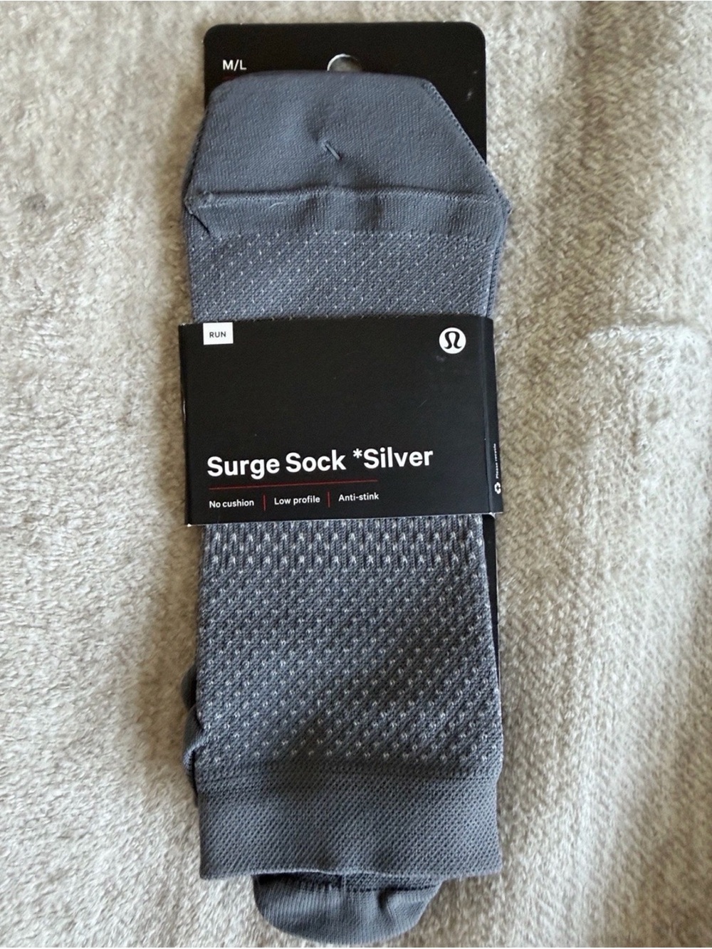 Lululemon Surge Tab Sock Silver - NWT - Size M/L